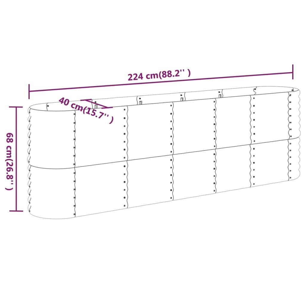 vidaXL dārza puķu kaste, 224x40x68 cm, pelēks cena un informācija | Balkona kastes | 220.lv