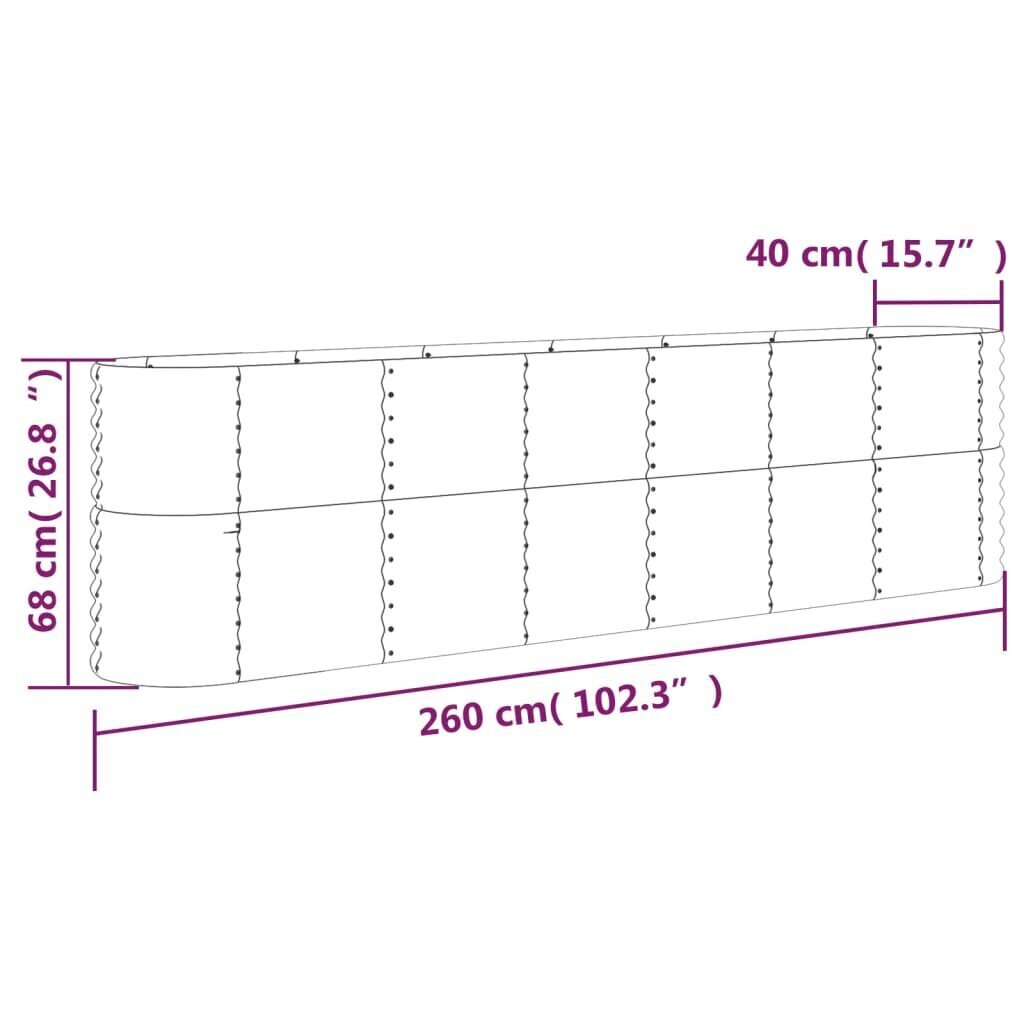 vidaXL dārza puķu kaste, 260x40x68 cm, pelēks cena un informācija | Balkona kastes | 220.lv