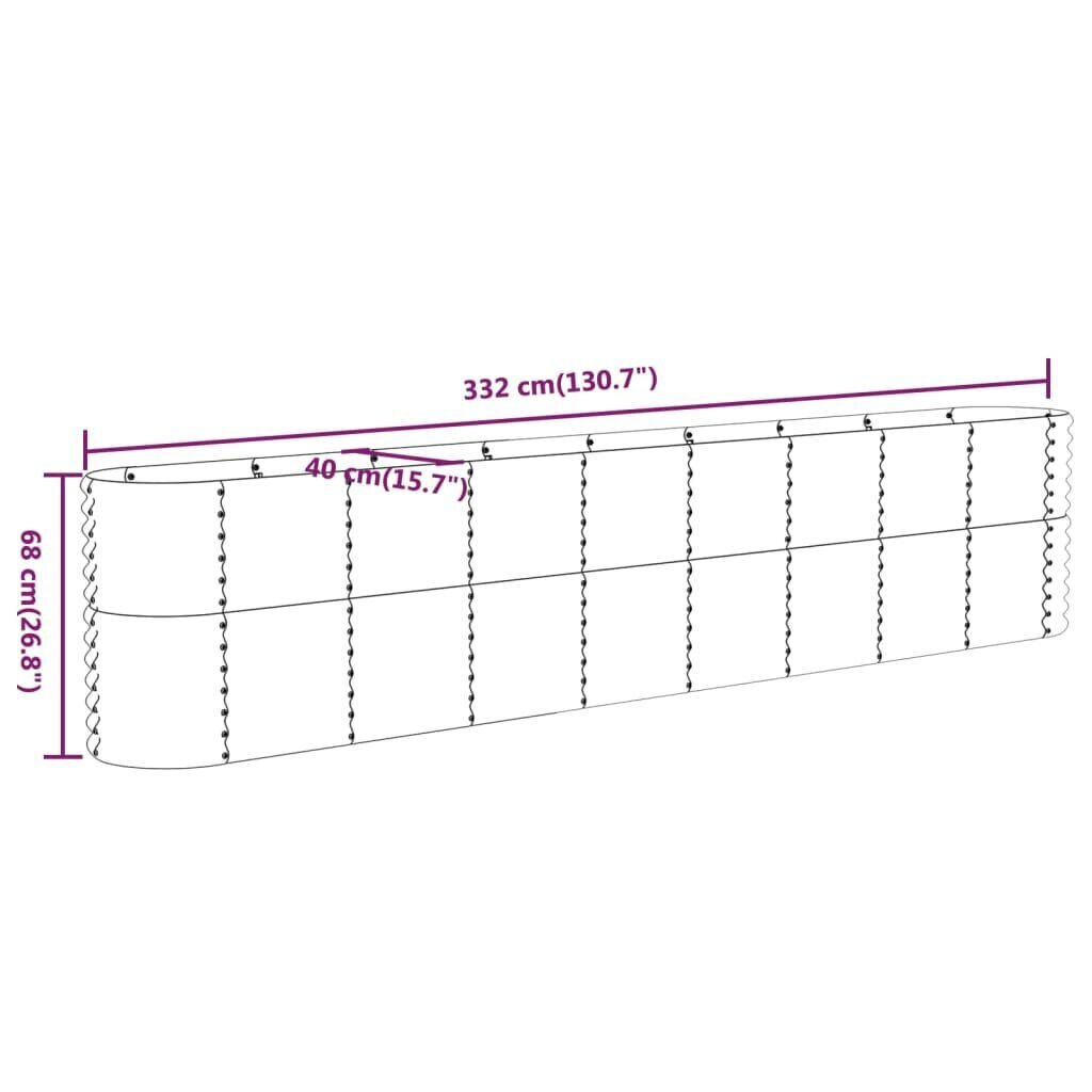 vidaXL dārza puķu kaste, 332x40x68 cm, brūns cena un informācija | Balkona kastes | 220.lv