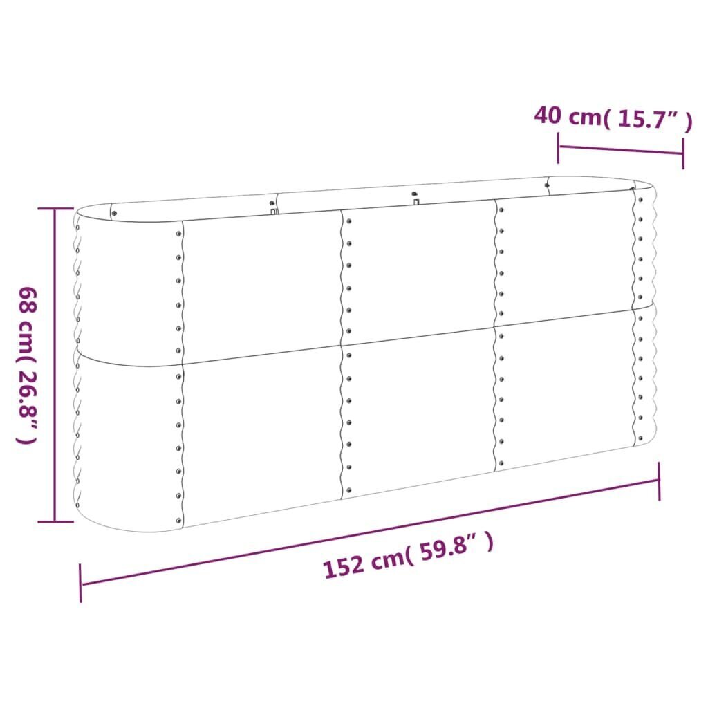 vidaXL dārza puķu kaste, 152x40x68 cm, pelēks cena un informācija | Balkona kastes | 220.lv