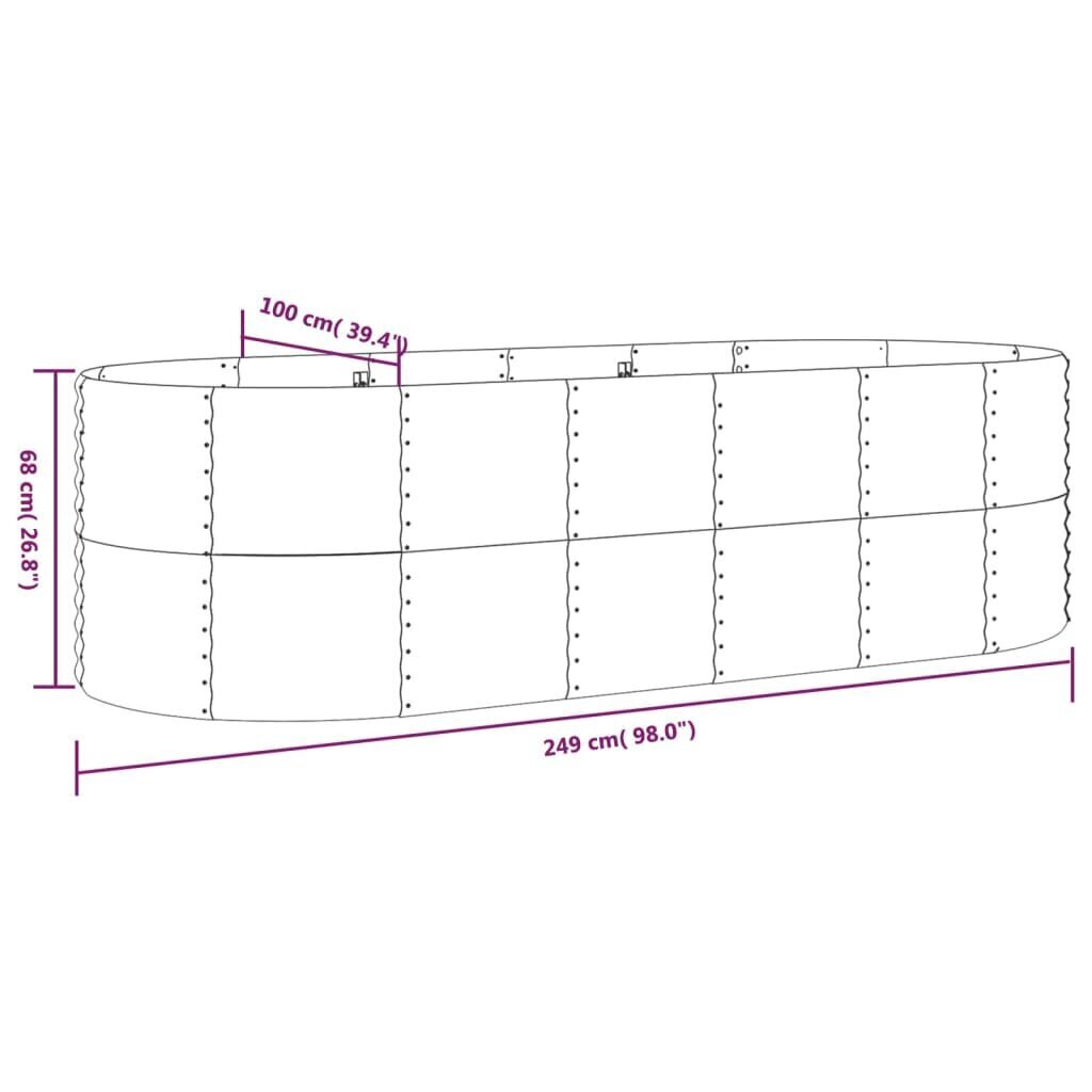 vidaXL dārza puķu kaste, 249x100x68 cm, pelēks cena un informācija | Balkona kastes | 220.lv