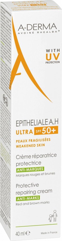 Aizsargājošs atjaunojošs krēms A-Derma Epitheliale A.H Ultra SPF50+, 40ml cena un informācija | Sejas krēmi | 220.lv