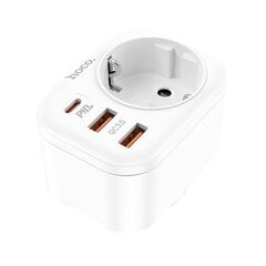 HOCO lādētājs Daudzfunkcionāls C tipa lādētājs PD20W + 2x USB QC3.0 3A + barošanas ligzda - balts cena un informācija | Lādētāji un adapteri | 220.lv