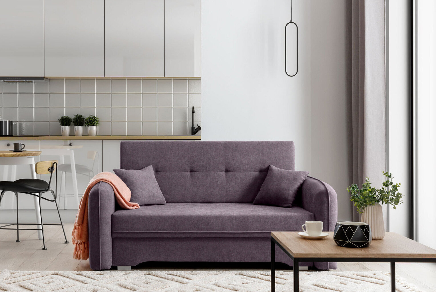 Dīvāns NORE Laine, violets cena un informācija | Dīvāni | 220.lv