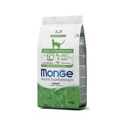 Monge Natural Superpremium Cat Adult однопротеиновый корм для взрослых кошек с крольчатиной, 1,5 кг цена и информация | Сухой корм для кошек | 220.lv