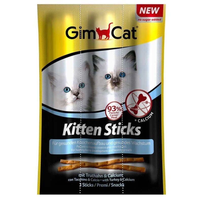 GimCat Kitten Sticks with Turkey & Calcium (3 gab.) цена и информация | Gardumi kaķiem | 220.lv
