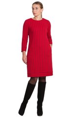 Ikdienas silta biroja kleita tunika sarkanā krāsa, Z-22459 F cena un informācija | Kleitas | 220.lv