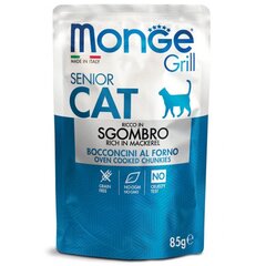 Monge Grill Senior запеченные в духовке кусочки со скумбрией 85 г цена и информация | Консервы для котов | 220.lv