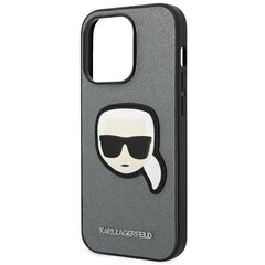 Чехол Karl Lagerfeld KLHCP14LSAPKHG iPhone14 Pro Saffiano Karl`s Head Patch Серебряный цена и информация | Чехлы для телефонов | 220.lv