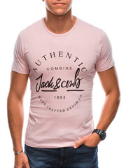 T-krekls S1726 - gaiši rozā 119836-7 cena un informācija | Vīriešu T-krekli | 220.lv