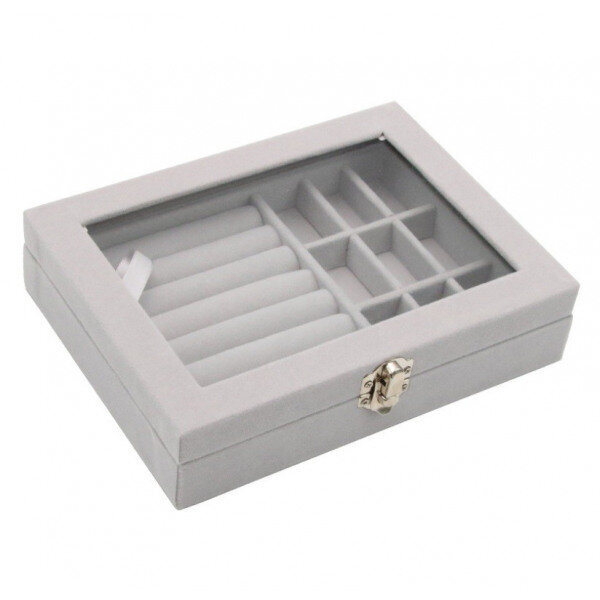 Rotaslietu kastīte ar caurspīdīgu lodziņu, pelēka, 20 x 15 x 5 cm cena un informācija | Interjera priekšmeti | 220.lv