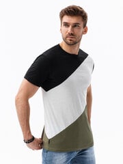 T-krekls - melns/olīvu S1627 119904-7 cena un informācija | Vīriešu T-krekli | 220.lv