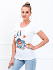 Apdrukāts t-krekls SLR027, balts 114877-6 cena un informācija | T-krekli sievietēm | 220.lv