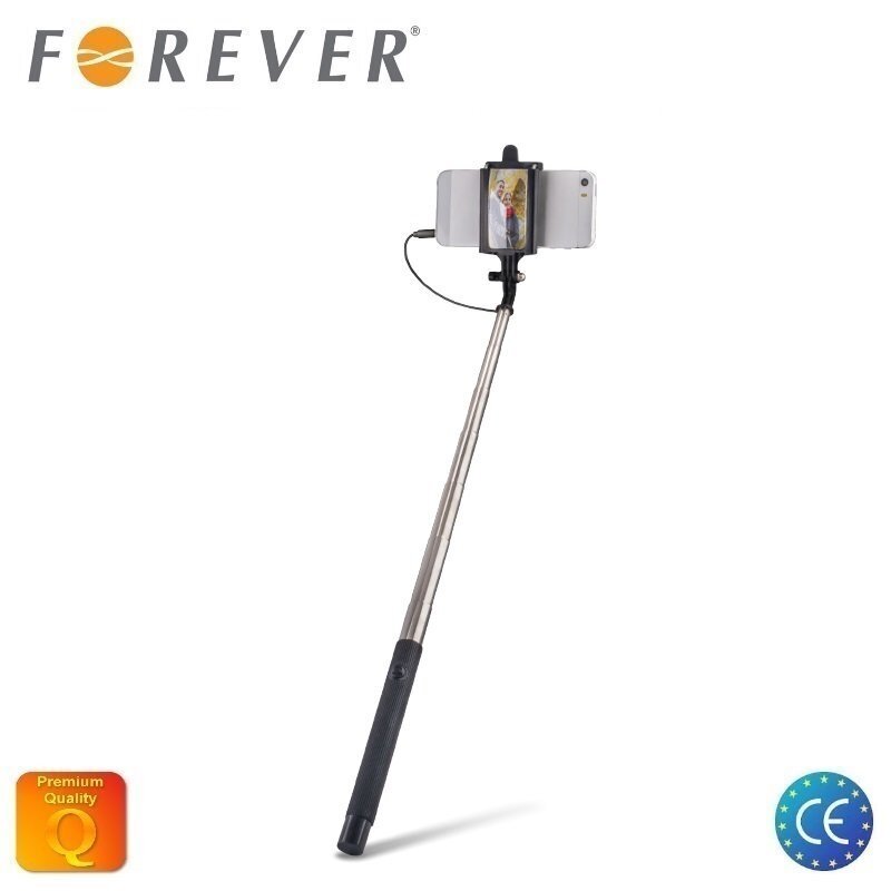 Forever MP-410 Selfie Stick 100cm - (50-84mm Fix) statīvs ar spoguli aizmugurējai kamerai un 3.5mm vada Shutter Pogu Melns cena un informācija | Selfie Sticks | 220.lv