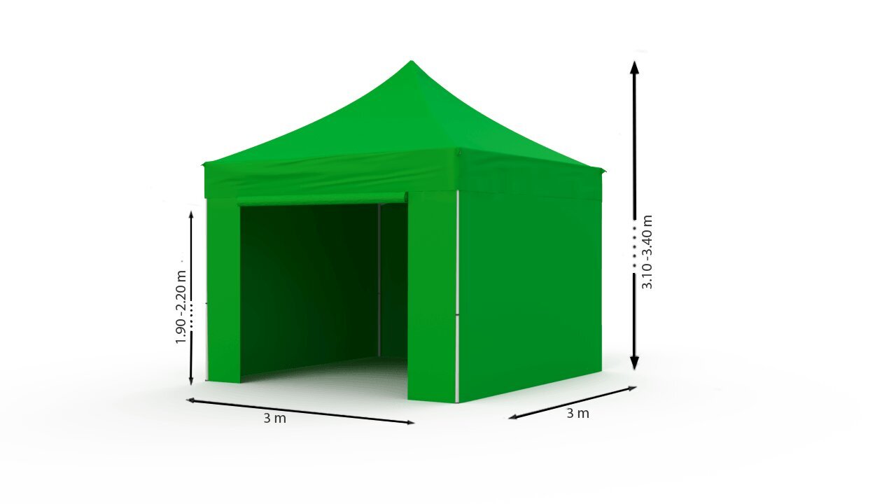 Tirdzniecības telts Zeltpro Titan, 3x3m, zaļa цена и информация | Teltis | 220.lv