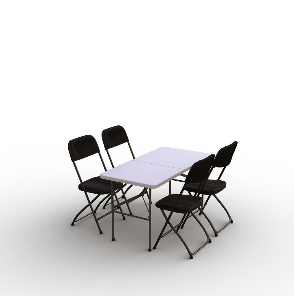 Saliekamo mēbeļu komplekts Tonro: galds 120 balts, 4 krēsli Europe melni cena un informācija | Dārza mēbeļu komplekti | 220.lv