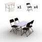 Saliekamo mēbeļu komplekts Tonro: galds 120 balts, 4 krēsli Europe melni cena un informācija | Dārza mēbeļu komplekti | 220.lv
