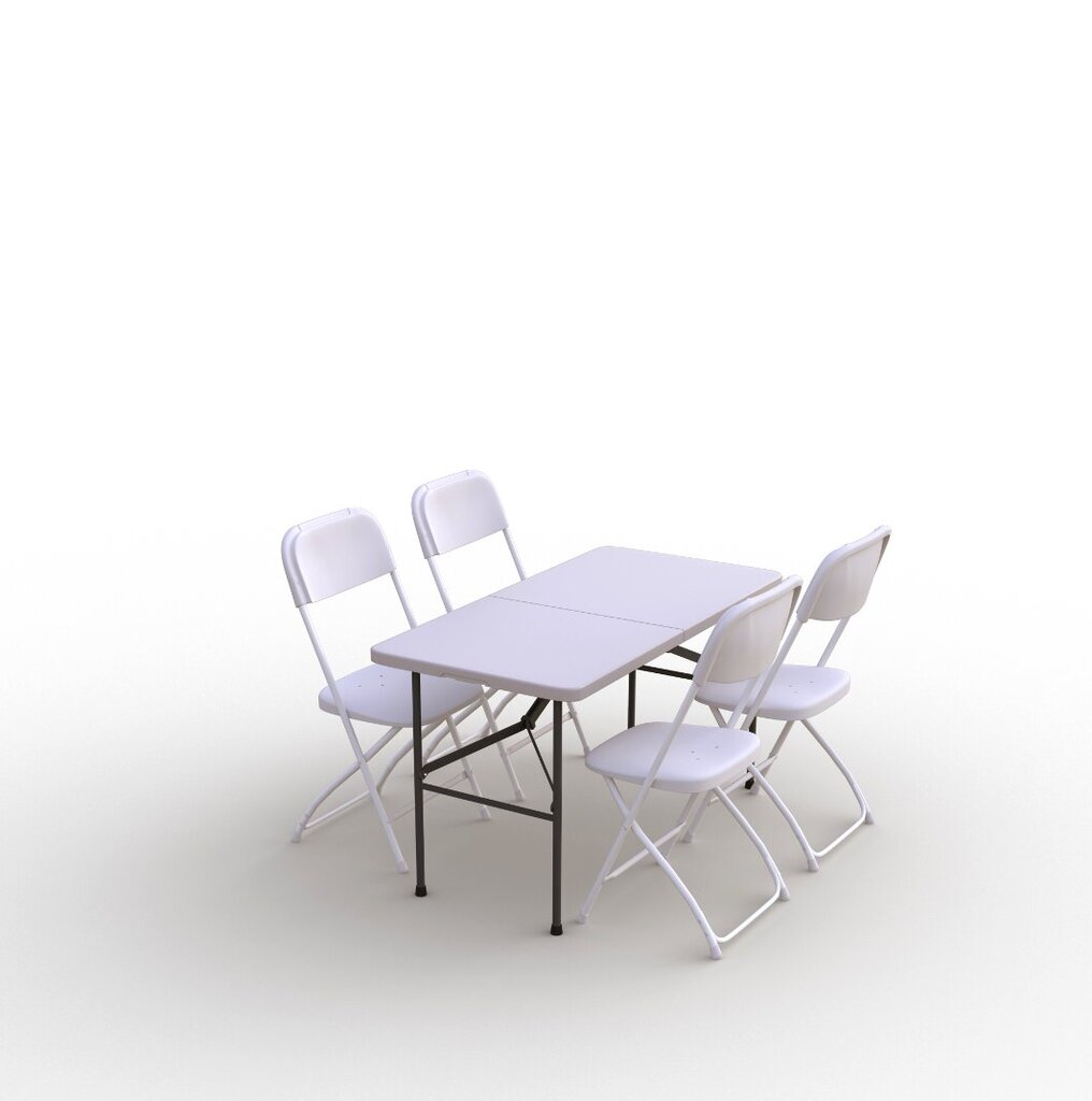 Saliekamo mēbeļu komplekts Tonro: galds 120 balts, 4 krēsli Eiropa balti cena un informācija | Dārza mēbeļu komplekti | 220.lv