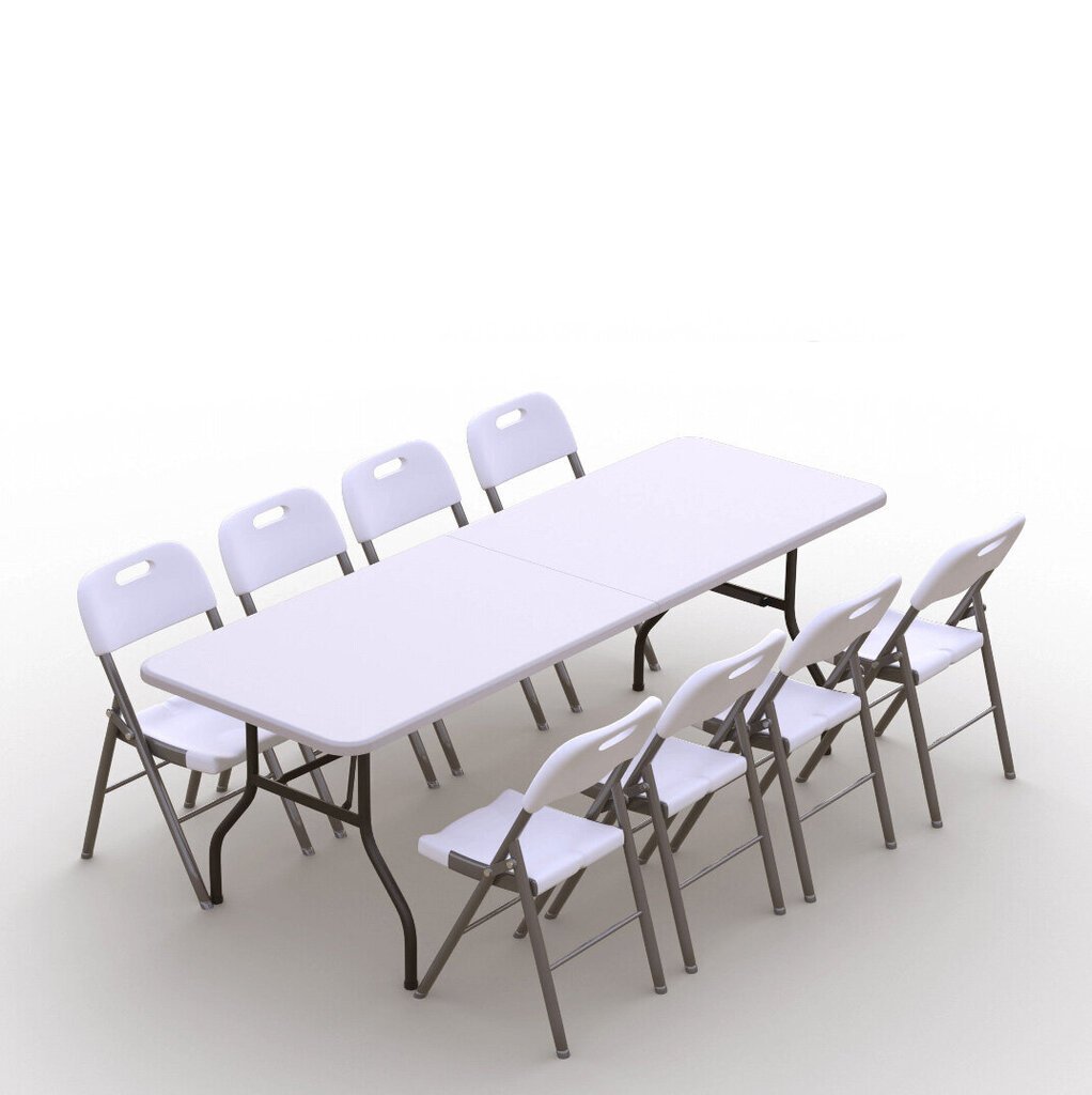 Saliekamo mēbeļu komplekts Tonro: galds 240 balts, 8 krēsli Premium balti цена и информация | Dārza mēbeļu komplekti | 220.lv
