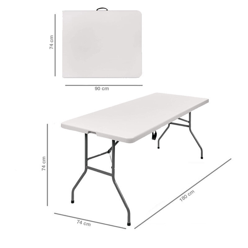 Saliekamo mēbeļu komplekts Tonro: galds 180 balts, 6 krēsli Premium balti cena un informācija | Dārza mēbeļu komplekti | 220.lv