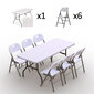 Saliekamo mēbeļu komplekts Tonro: galds 180 balts, 6 krēsli Premium balti цена и информация | Dārza mēbeļu komplekti | 220.lv