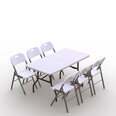 Saliekamo mēbeļu komplekts Tonro: galds 150 balts, 6 krēsli Premium balti