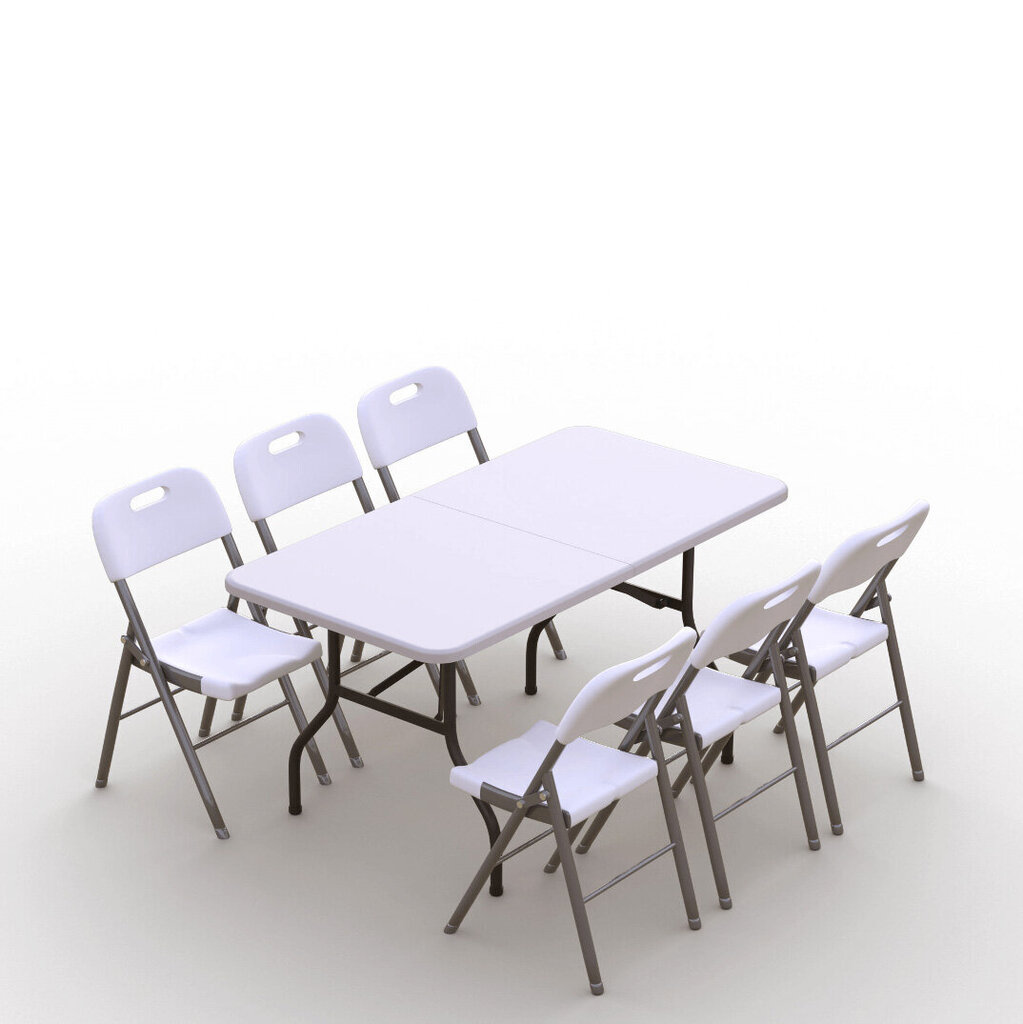 Saliekamo mēbeļu komplekts Tonro: galds 150 balts, 6 krēsli Premium balti cena un informācija | Dārza mēbeļu komplekti | 220.lv
