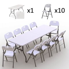 Saliekamo mēbeļu komplekts Tonro: galds 240, balts, 10 krēsli Premium, balti цена и информация | Комплекты уличной мебели | 220.lv