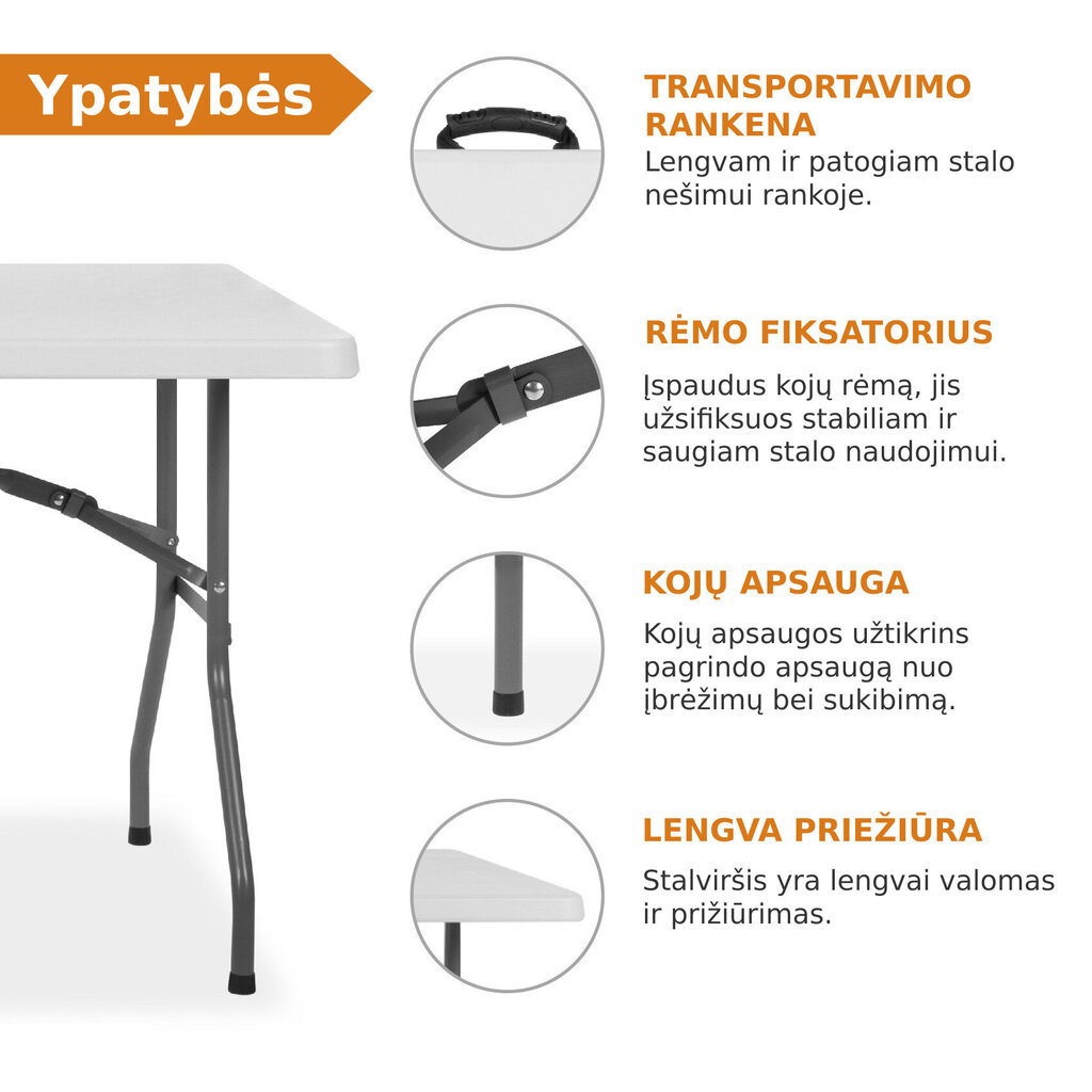 Saliekamo mēbeļu komplekts Tonro: galds 240, balts, 10 krēsli Premium, balti цена и информация | Dārza mēbeļu komplekti | 220.lv