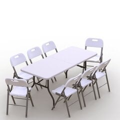 Saliekamo mēbeļu komplekts Tonro: galds 180, balts, 8 krēsli Premium, balti цена и информация | Комплекты уличной мебели | 220.lv