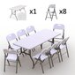 Saliekamo mēbeļu komplekts Tonro: galds 180, balts, 8 krēsli Premium, balti cena un informācija | Dārza mēbeļu komplekti | 220.lv