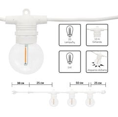 Āra apgaismojuma vītne Tonro Glow balta, 100 m cena un informācija | Ziemassvētku lampiņas, LED virtenes | 220.lv