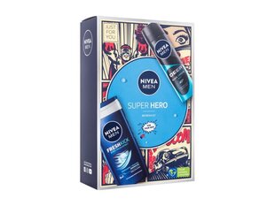 Komplekts vīriešiem Nivea Men Super Hero: dušas želeja, 250 ml + izsmidzināms dezodorants, 150 ml cena un informācija | Dušas želejas, eļļas | 220.lv