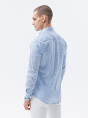 Рубашка с длинными рукавами, голубая, K609 цена и информация | Мужские рубашки | 220.lv