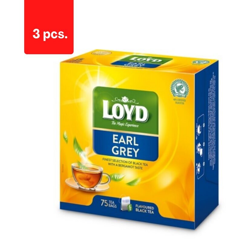 Aromatizēta melnā tēja LOYD Earl Grey, 75 x 1,7g x 3 iepakojumi цена и информация | Tēja | 220.lv