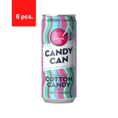 Gāzētais bezalkoholiskais dzēriens CANDY CAN, kokvilnas konfektes garša, ar saldinātājiem, 0,33l D x 6 gab. iepakojums cena un informācija | Atsvaidzinoši dzērieni | 220.lv