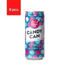 Gāzētais bezalkoholiskais dzēriens CANDY CAN, košļājamās gumijas garša, ar saldinātājiem, 0,33l D x 6 gab. iepakojums cena un informācija | Atsvaidzinoši dzērieni | 220.lv