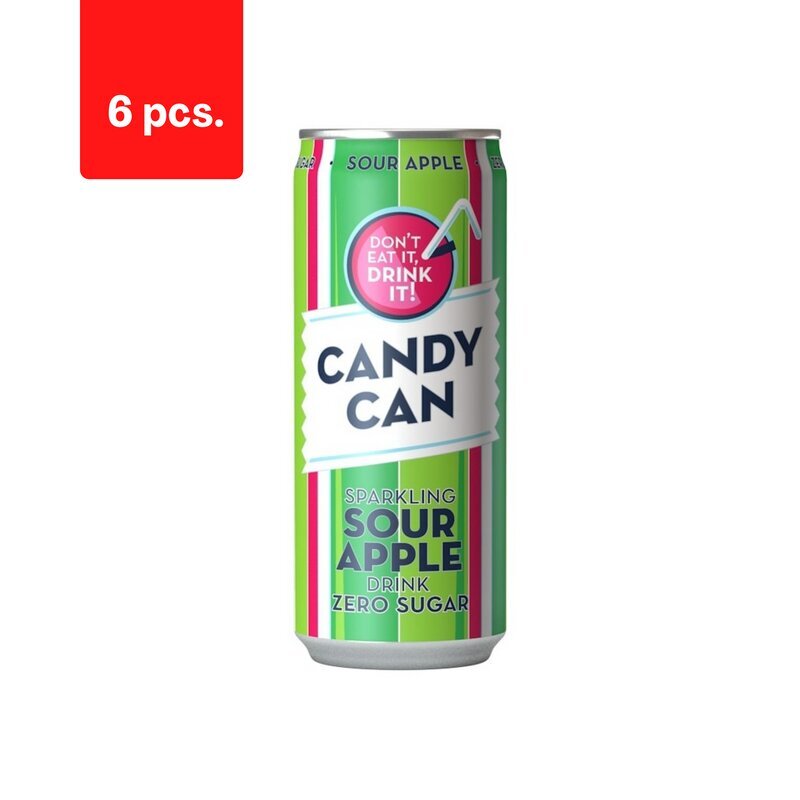 Gāzētais bezalkoholiskais dzēriens CANDY CAN, ābolu garša, ar saldinātājiem, 0,33l D x 6 gab. iepakojums cena un informācija | Atsvaidzinoši dzērieni | 220.lv
