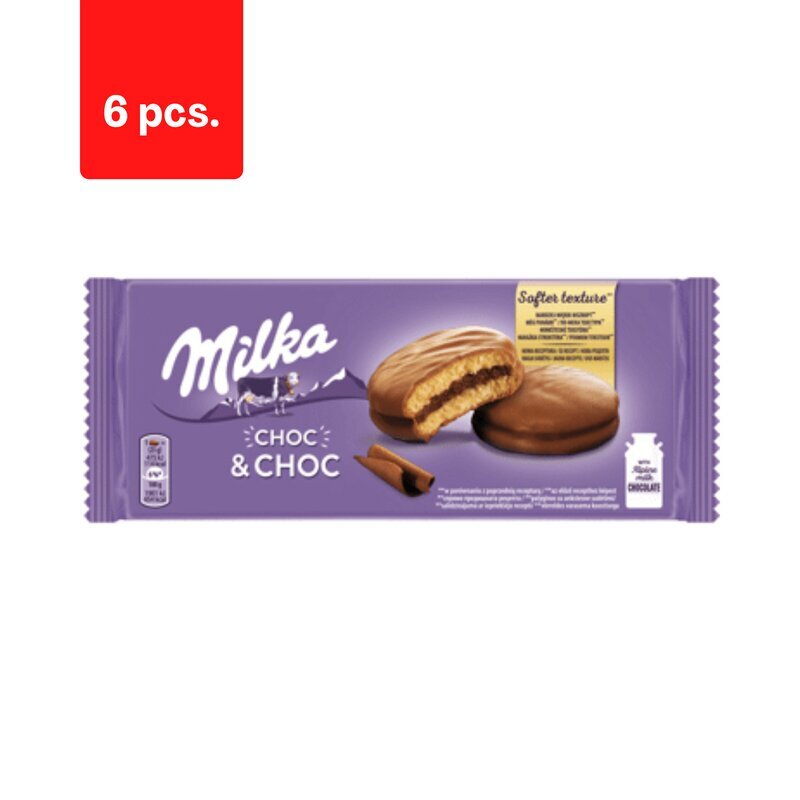 MILKA biskvīta kūkas ar kakao pildījumu un šokolādes gabaliņiem, 150g x 6gab. cena un informācija | Saldumi | 220.lv