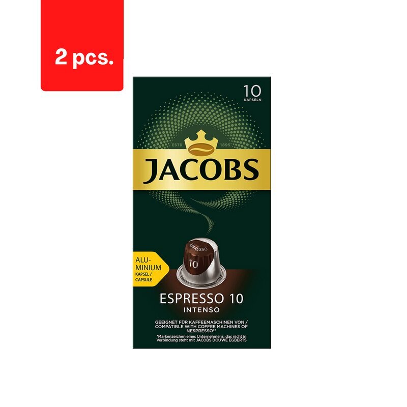 Kafijas kapsulas JACOBS Espresso 10 Intenso, 52g x 2 iepakojumi. iepakojums цена и информация | Kafija, kakao | 220.lv