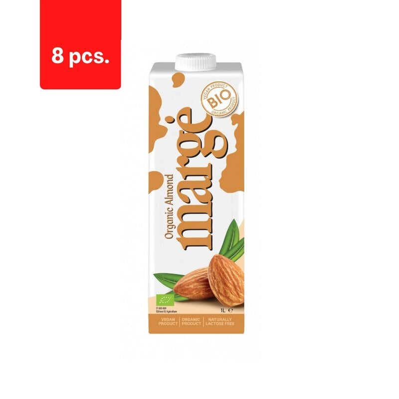 Organiskais mandeļu dzēriens MARGĖ, 1 l, LT-EKO-001 x 8 gab. cena un informācija | Piena produkti | 220.lv