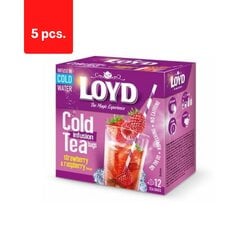 Tēja LOYD Cold Infusion, zemeņu un aveņu garša, 12 x 2,5 g x 5 iepakojumi. cena un informācija | Tēja | 220.lv