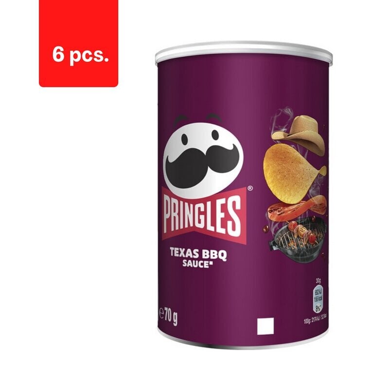 Uzkoda PRINGLES Texas BBQ mērce, 70 g x 6 gab. iepakojums cena un informācija | Uzkodas, čipsi | 220.lv