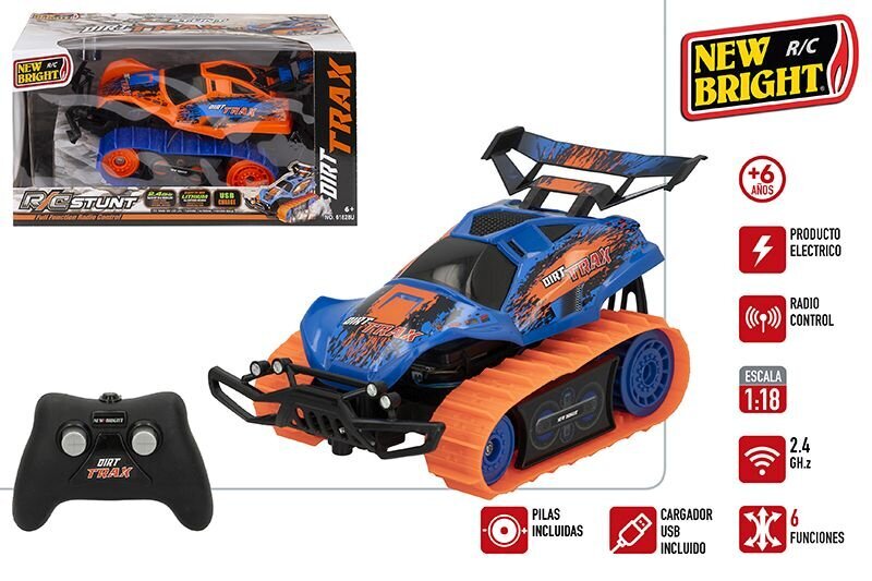 Radiovadāmā mašīna Dirt Trax New Bright USB 1:18 2.4GHz, 6+ cena un informācija | Rotaļlietas zēniem | 220.lv