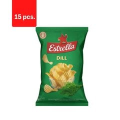 Kartupeļu čipsi ESTRELLA ar dillēm, 250 g x 15 gab. cena un informācija | Uzkodas, čipsi | 220.lv