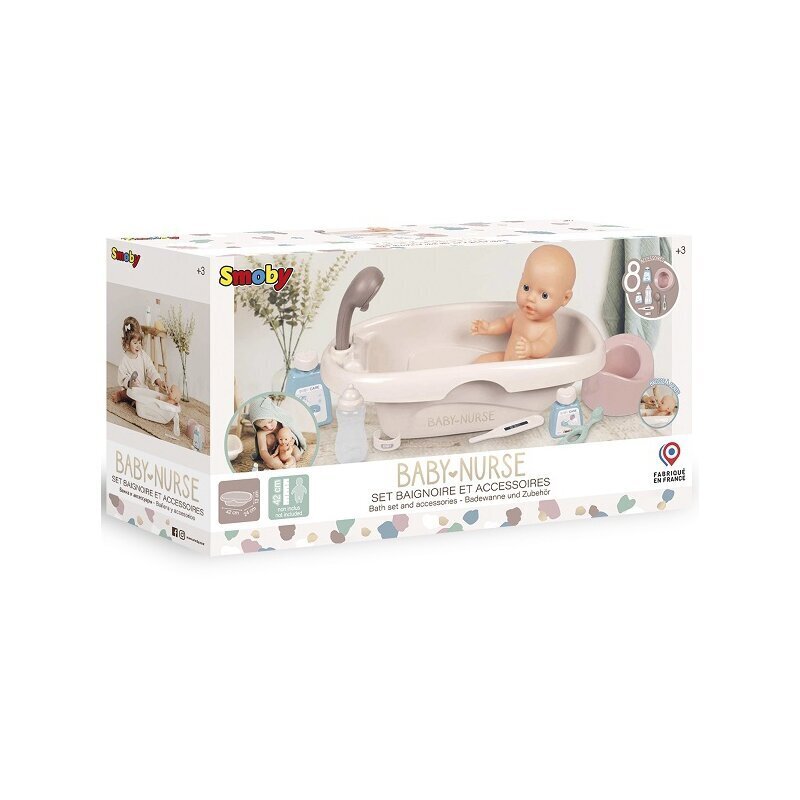Leļļu vanna ar piederumiem Baby nurse Smoby cena un informācija | Rotaļlietas meitenēm | 220.lv