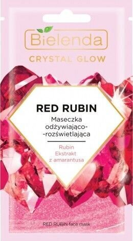 Loksnes sejas maska Bielenda Crystal Glow Red Rubin 8 g cena un informācija | Sejas maskas, acu maskas | 220.lv