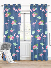 Flamingo aizkars 140x250 A499 - tumši zils цена и информация | Шторы, занавески | 220.lv