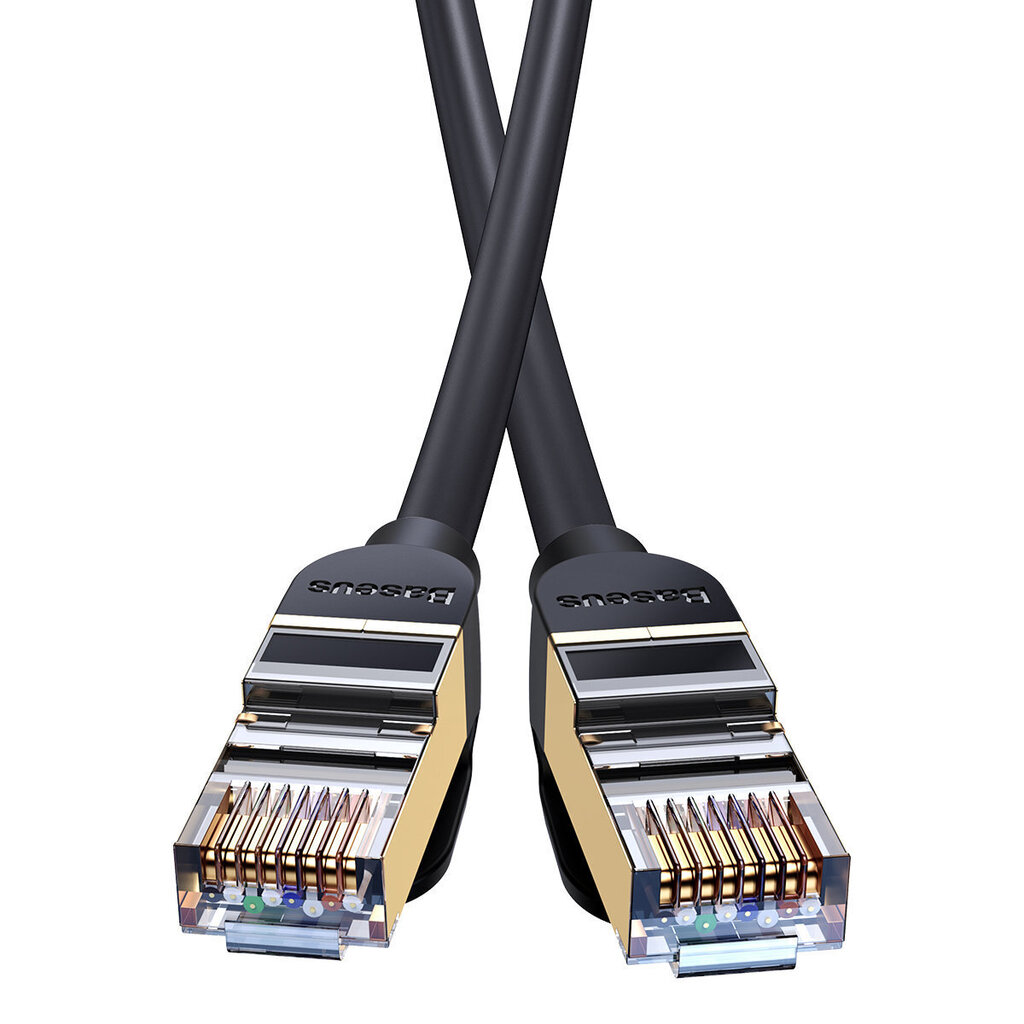 RJ45 (apaļais kabelis) "Baseus" tīkla ātrgaitas kabelis (CAT7) 10 Gb/s 1,5 m (WKJS010201) cena un informācija | Kabeļi un vadi | 220.lv