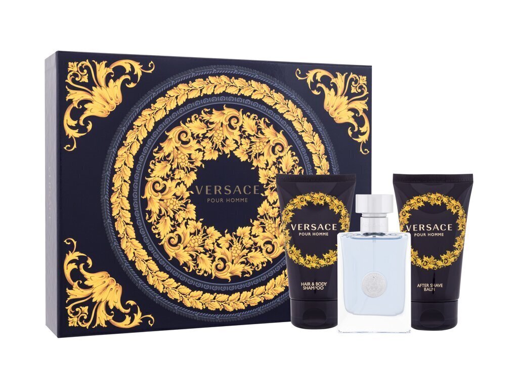 Kosmētikas dāvanu komplekts vīriešiem Versace Pour Homme: tualetes ūdens 50 ml + balzams pēc skūšanās 50 ml + dušas želeja 50 ml цена и информация | Vīriešu smaržas | 220.lv